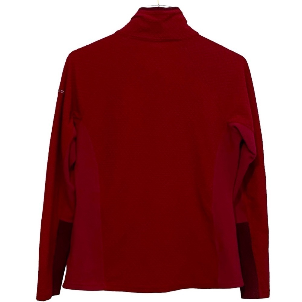 COLUMBIA - SZ MEDIUM - CRANBERRY COLOR - 1/4- or 1/2 ZIP - COLORBLOCK SLEEVES B4 - Picture 4 of 9